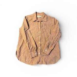 LOFT Linen button up shirt - Medium - salmon/reddish pink